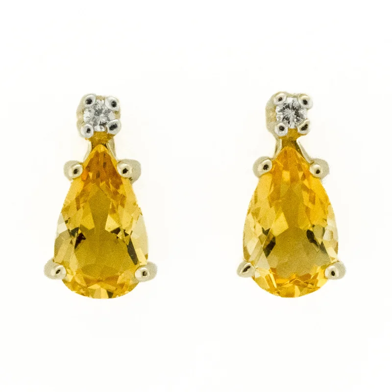 Ladies earrings for trade vibes -3.30ctw Citrine and Diamond Earrings in 14K Yellow Gold