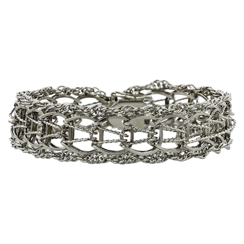 ladies-wedding-rigid-link-bracelets-Sterling Silver Polished Link 7-Inch Bracelet