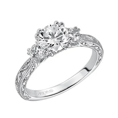 Ladies wedding rings sturdy romance -Three Stone Diamond Engagement Ring