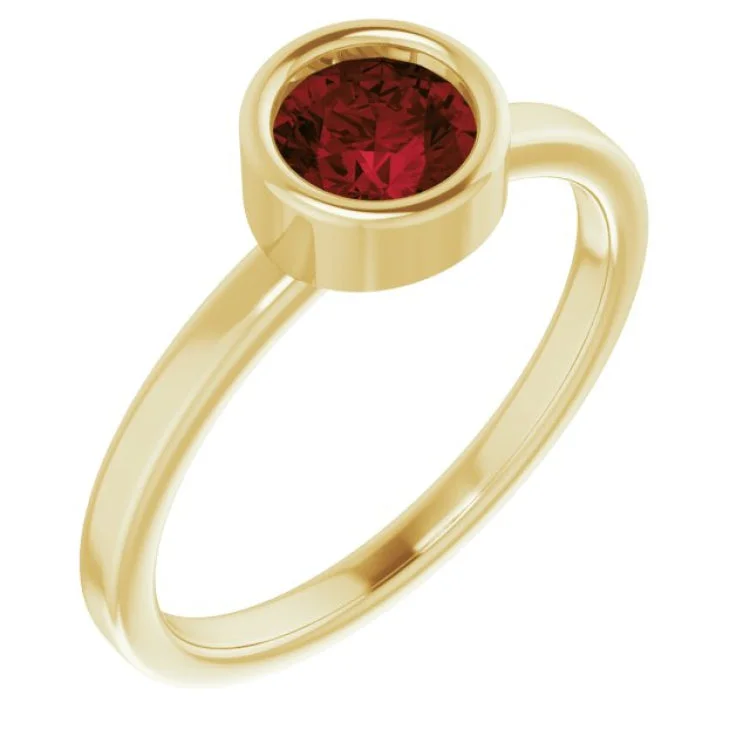 Ladies rings understated shine -14K Yellow 5.5 mm Natural Mozambique Garnet Ring