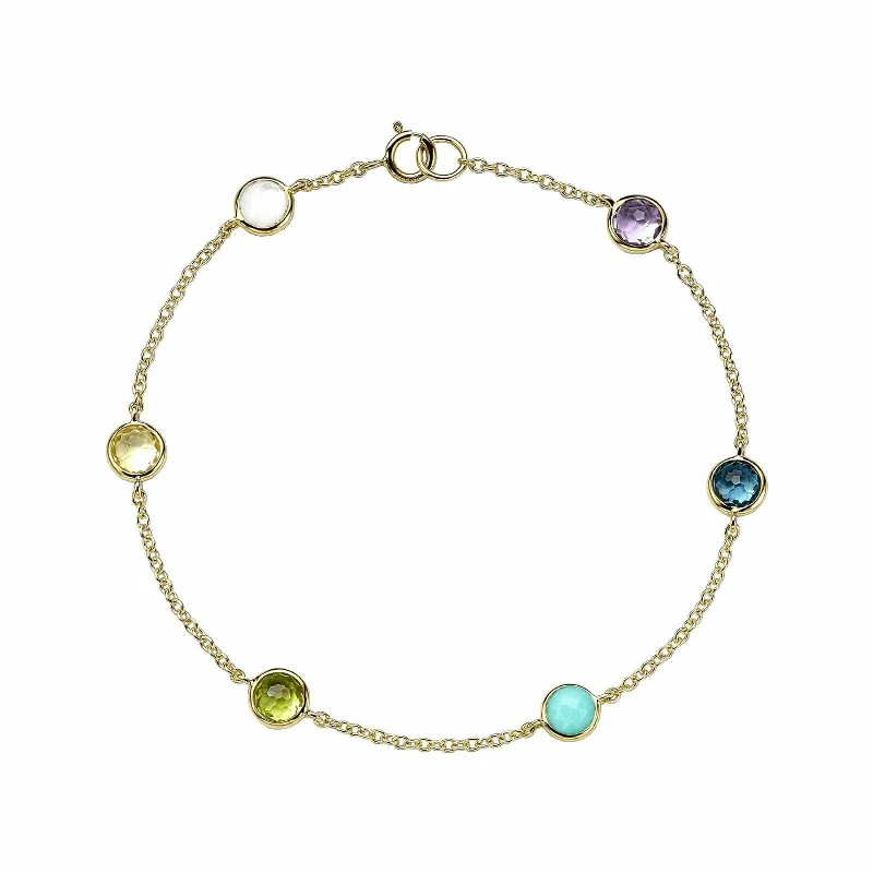 ladies-party-adjustable-cuff-bracelets-6-Stone Station Bracelet in Rainbow