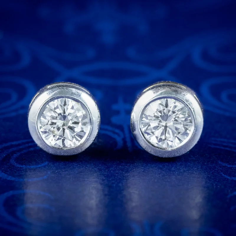 Ladies earrings glossy shine -Edwardian Style Solitaire Diamond Stud Earrings 0.40ct Of Diamond