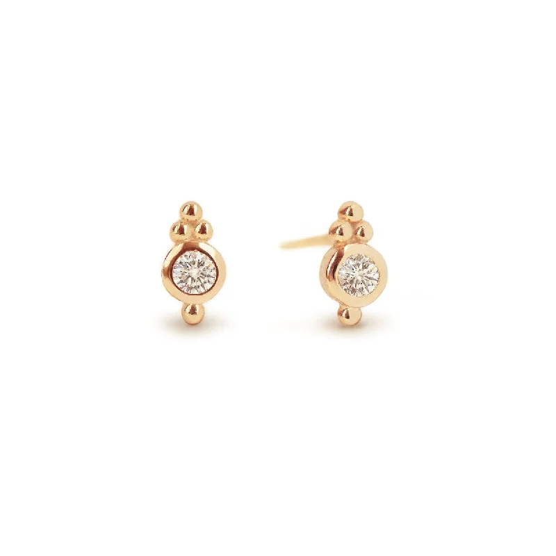 Ladies earrings for evening glamour -Cluster Bezel Stud Earrings