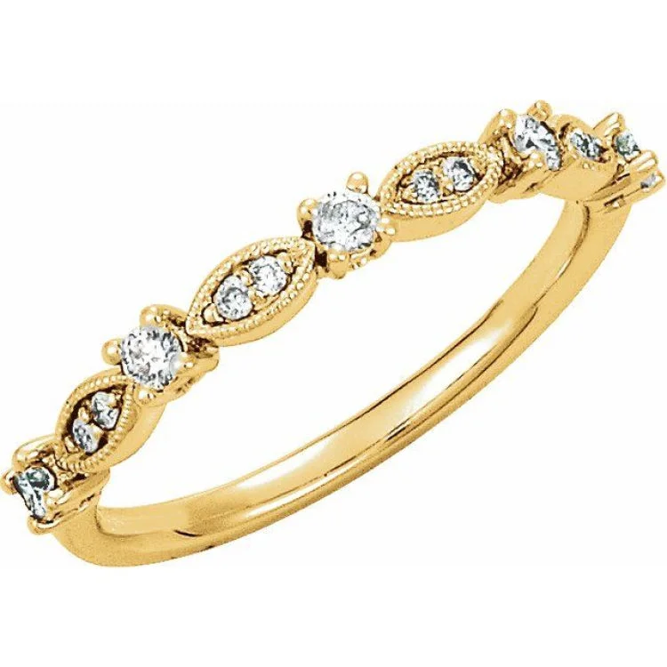 Ladies rings for tropical vibes -14K Yellow 1/5 CTW Natural Diamond Stackable Ring