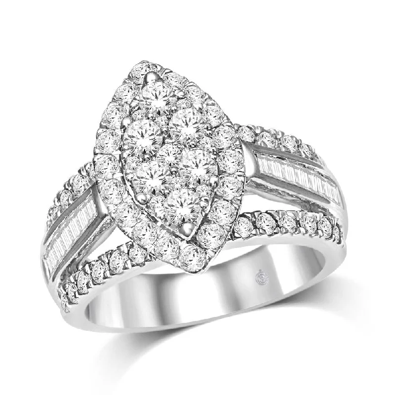 Ladies wedding rings tailored elegance -14K White Gold 1 Ct.Tw Diamond Engagement Ring