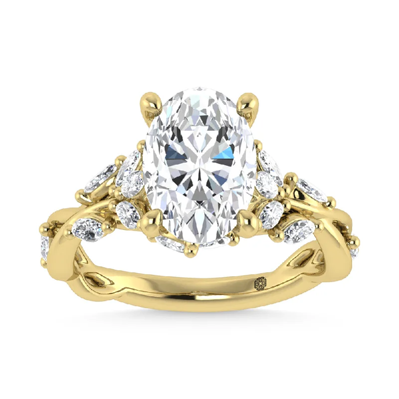 Ladies wedding rings for soulmate bonds -14K Yellow Gold Lab Grown Diamond 3 1/2 Ct.Tw. Marquise and Oval Engagement Ring (Center 3 ct)