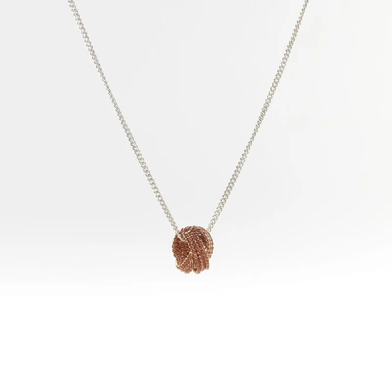 ladies-delicate-y-drop-necklaces-Rose Gold Vermeil Knot Necklace