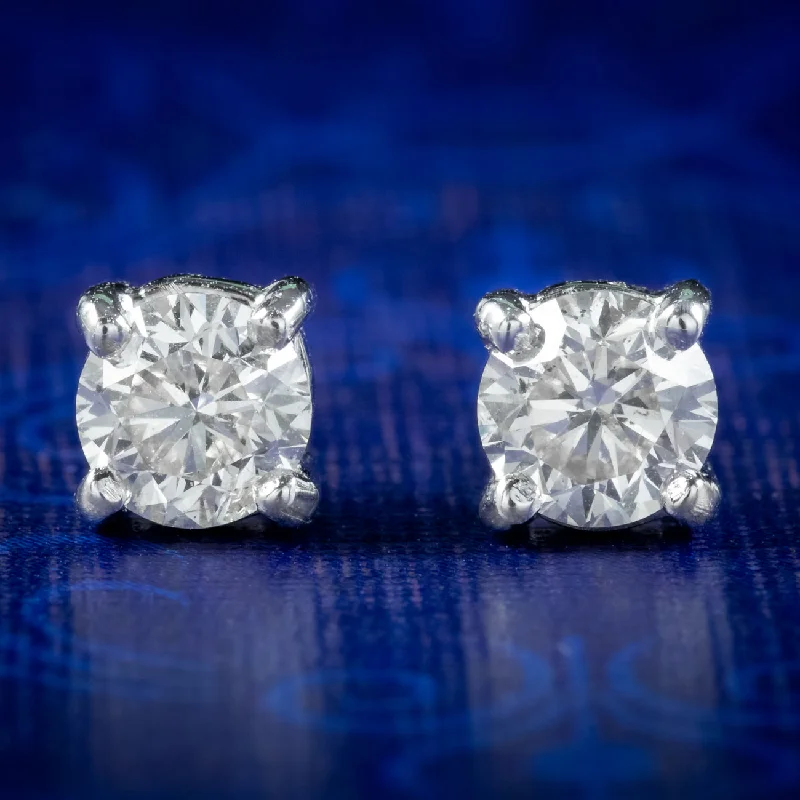 Ladies earrings for hangout vibes -Edwardian Style Diamond Solitaire Stud Earrings 0.85ct Of Diamond