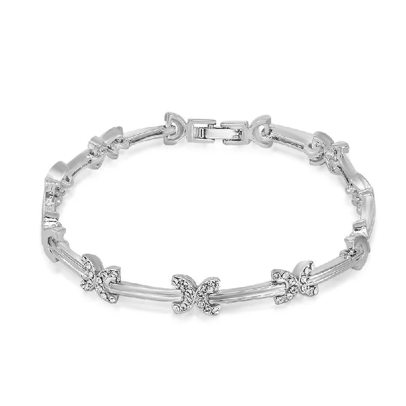 ladies-wedding-rigid-link-bracelets-Mahi Rhodium Plated Enchanting Evening Bracelet With Crystals For Women