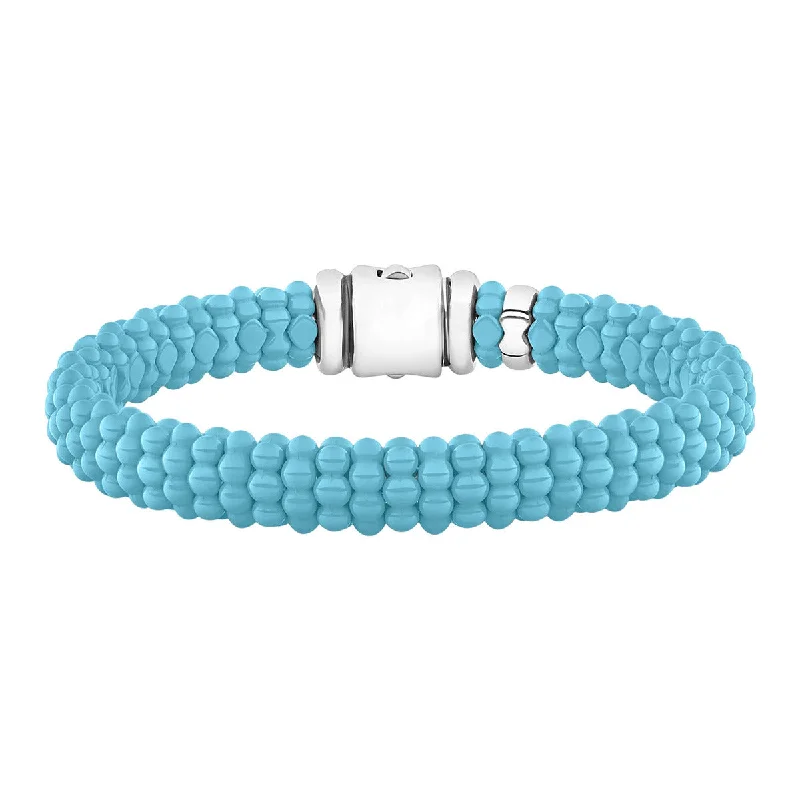 ladies-trendy-chain-link-bracelets-Blue Ceramic Beaded Bracelet