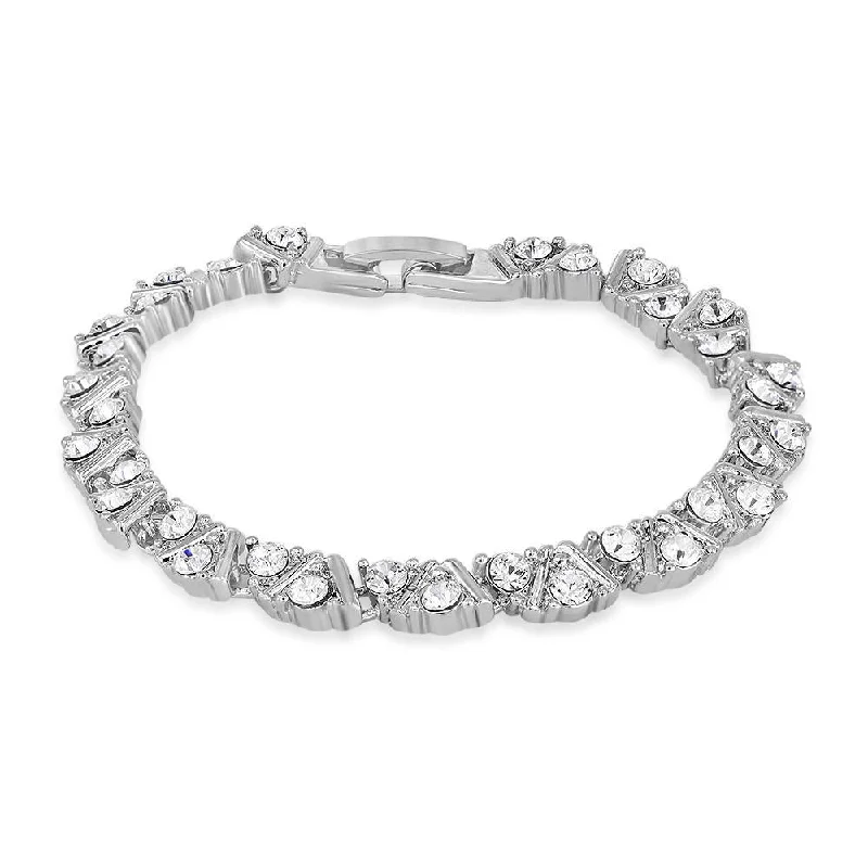 ladies-pearl-gold-bracelets-Mahi Rhodium Plated Special Moments Bracelet With Crystals For Women