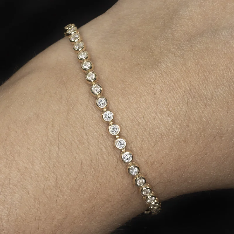 ladies-star-adjustable-cuff-bracelets-3 CARAT DIAMOND TENNIS BRACELET BEZEL SET 14k YELLOW GOLD ROUND BRILLIANT CUT