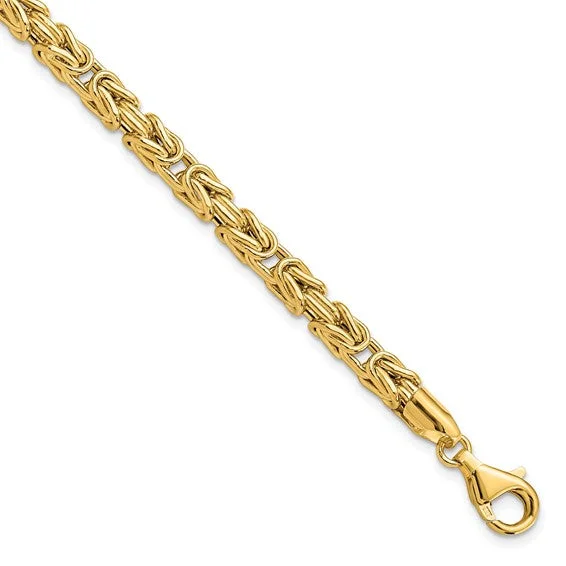 ladies-ethnic-adjustable-cuff-bracelets-14k Yellow Gold Byzantine Link Bracelet 7.5 inches LF1487-7.5