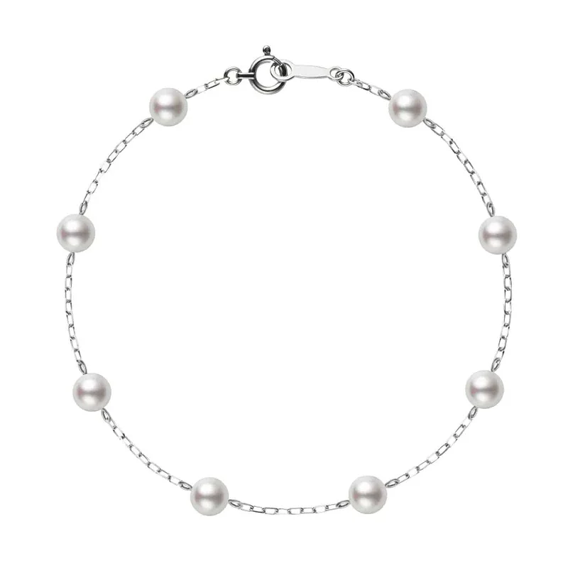 ladies-wedding-multi-strand-bracelets-Akoya Cultured Pearl Station Everyday Essentials Bracelet (6-5.5mm A+)