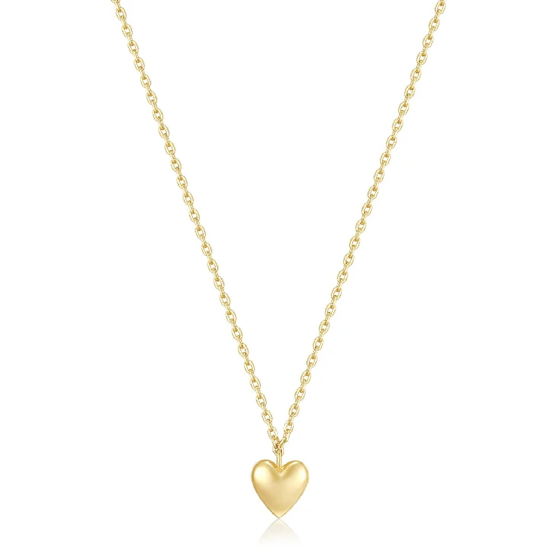 ladies-minimalist-curb-chain-necklaces-Micro Heart Charm Necklace