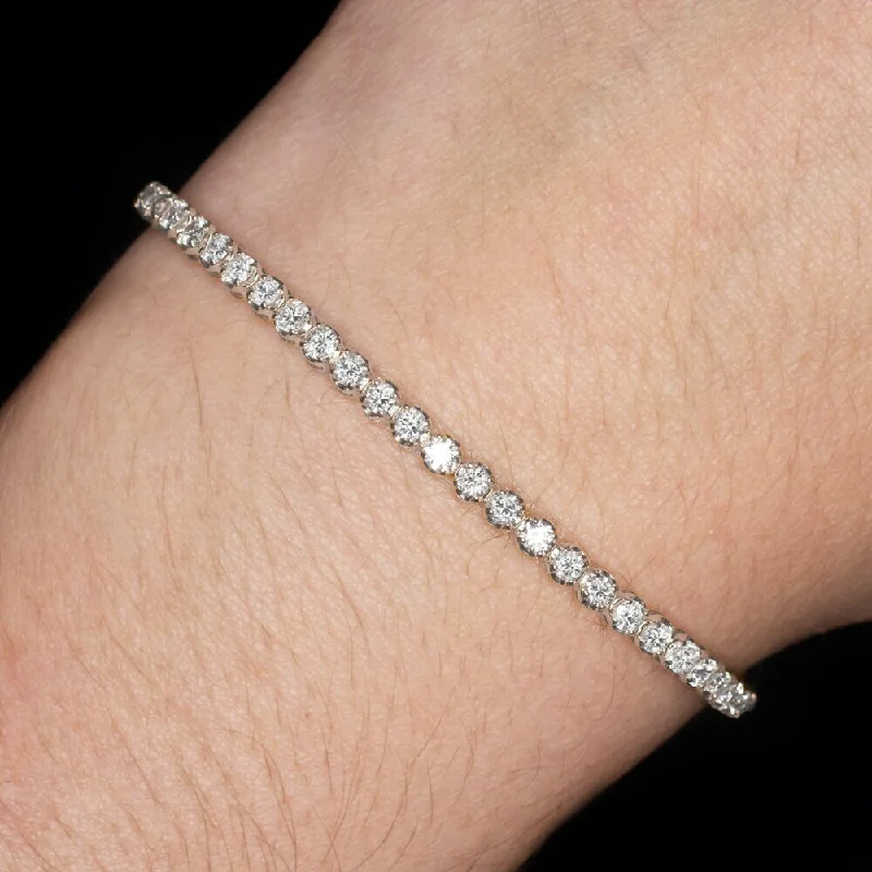 ladies-elegant-rigid-link-bracelets-3 CARAT VERY GOOD CUT DIAMOND TENNIS BRACELET WHITE GOLD ROUND BRILLIANT CLASSIC