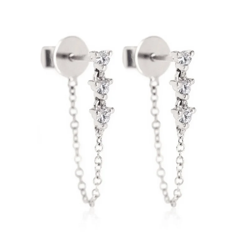 Ladies earrings artsy shine -Diamond Drop Chain Earrings