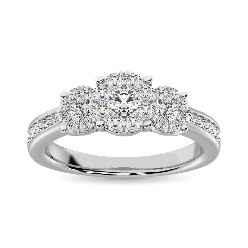 Ladies wedding rings with kitty brilliance -Diamond 3/4 ct tw Round-cut Engagement Ring in 14K White Gold