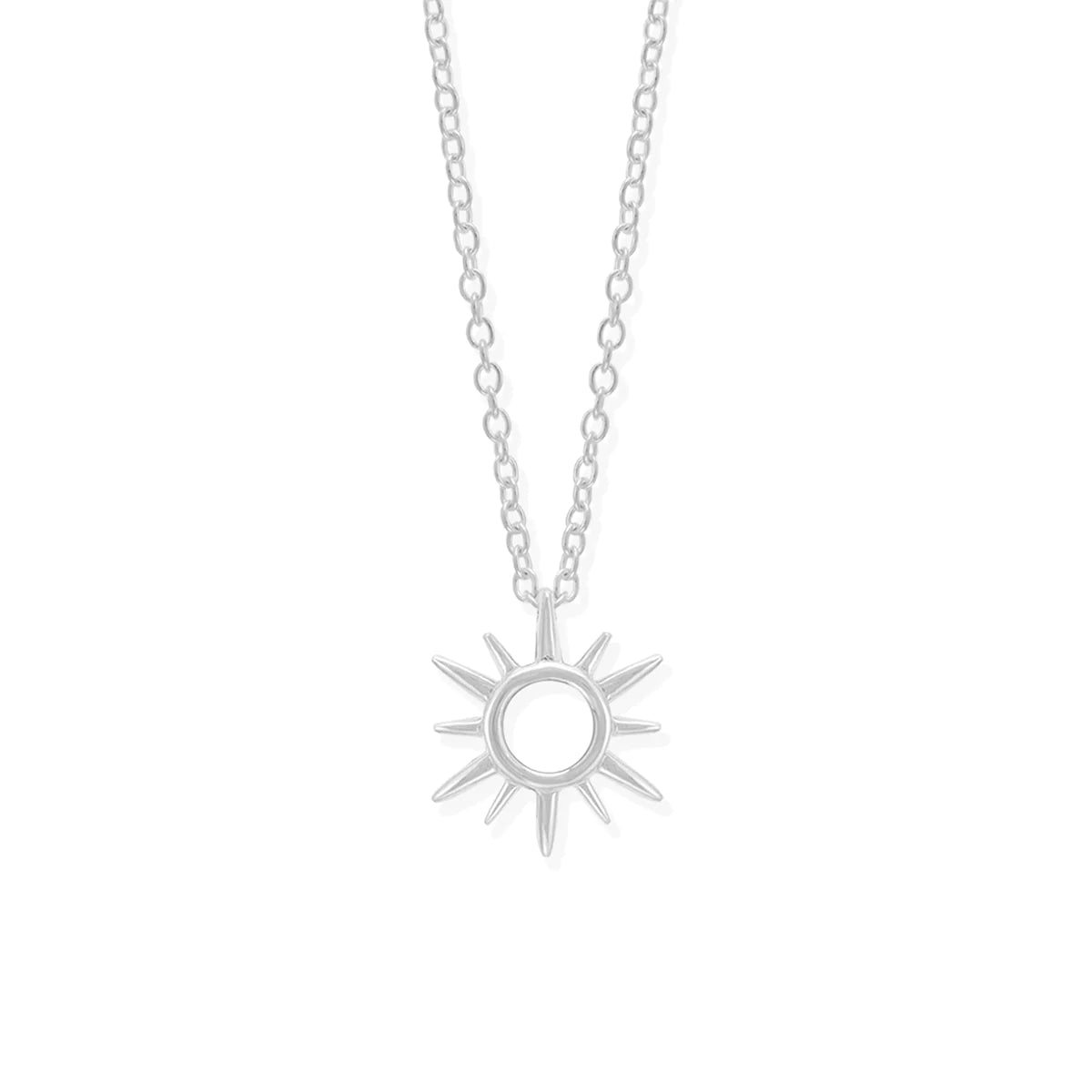 ladies-custom-gold-necklaces-Cutout Silver Sun Necklace