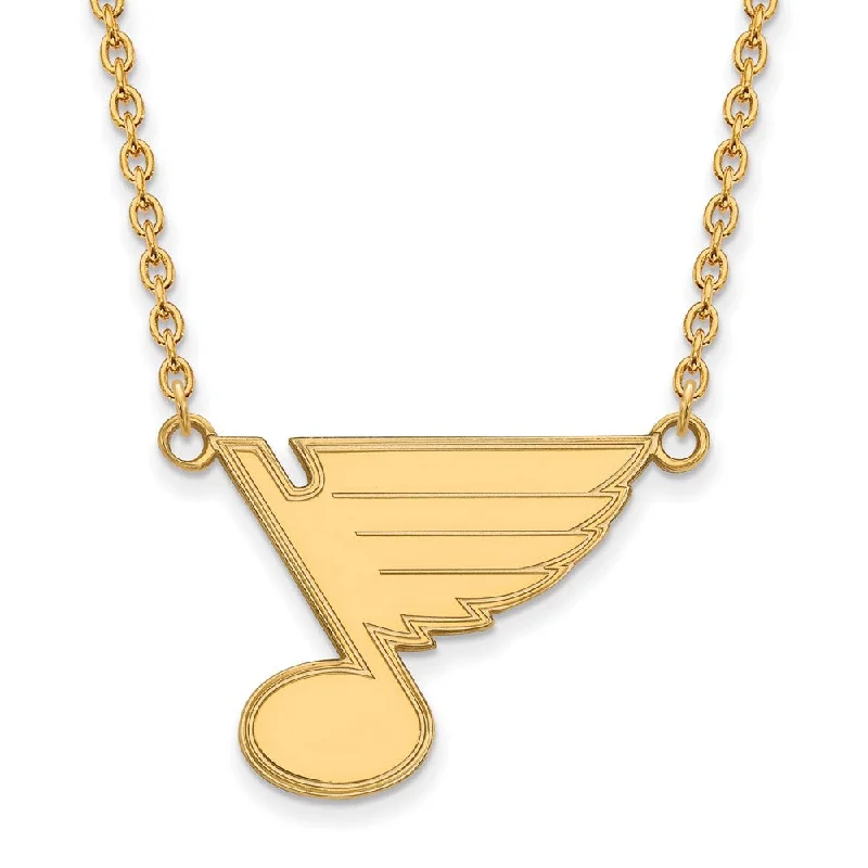 ladies-classic-multi-strand-necklaces-SS 14k Yellow Gold Plated NHL St. Louis Blues Large Necklace, 18 Inch