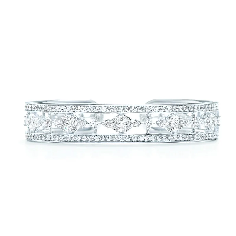 ladies-flower-hinged-bangle-bracelets-Trellis Diamond Bracelet