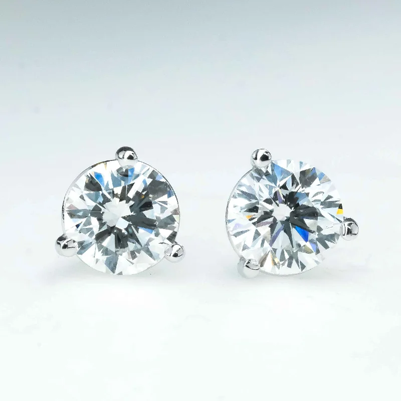 Ladies earrings chic elegance -New 1.31ctw Round Diamond Solitaire Martini Stud Earrings in 14K White Gold