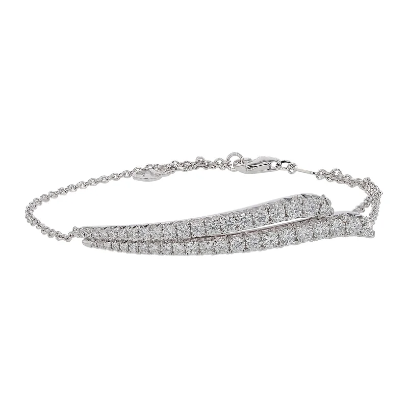 ladies-adjustable-cuff-diamond-bracelets-Vela 1.30-1.40Ct Diamond French Cut Pave Bracelet in 18k White Gold, 7in