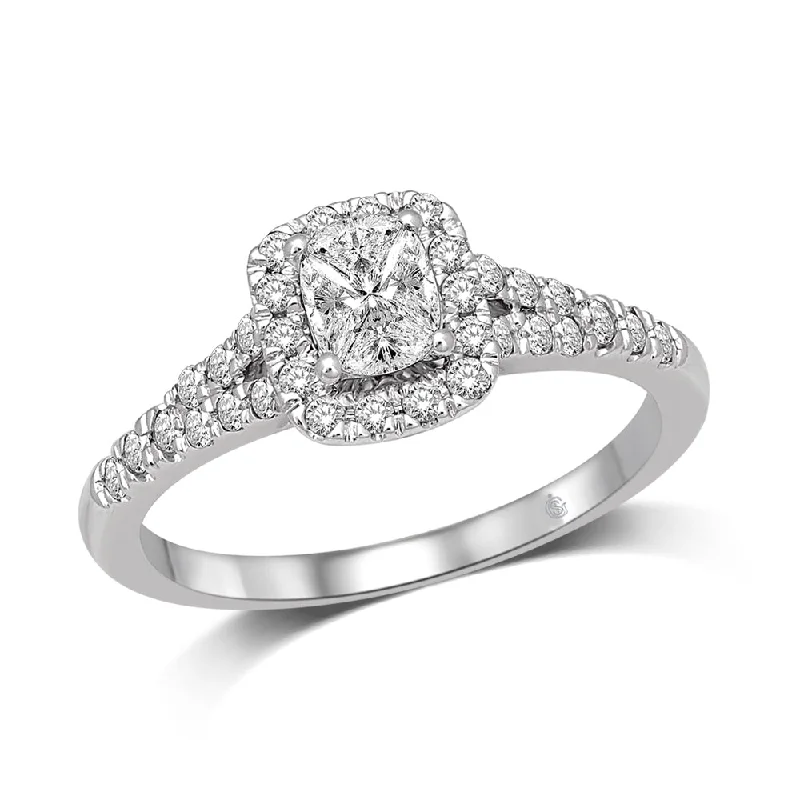 Ladies wedding rings with trove settings -14K White Gold 5/8 Ct.Tw.Diamond Engagement Ring