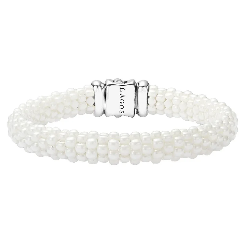 ladies-gift-rigid-link-bracelets-White Caviar Beaded Bracelet