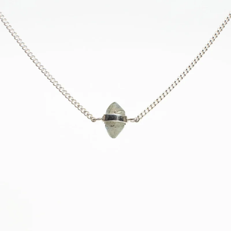 ladies-modern-bar-pendant-necklaces-Silver Labradorite Wrap Necklace