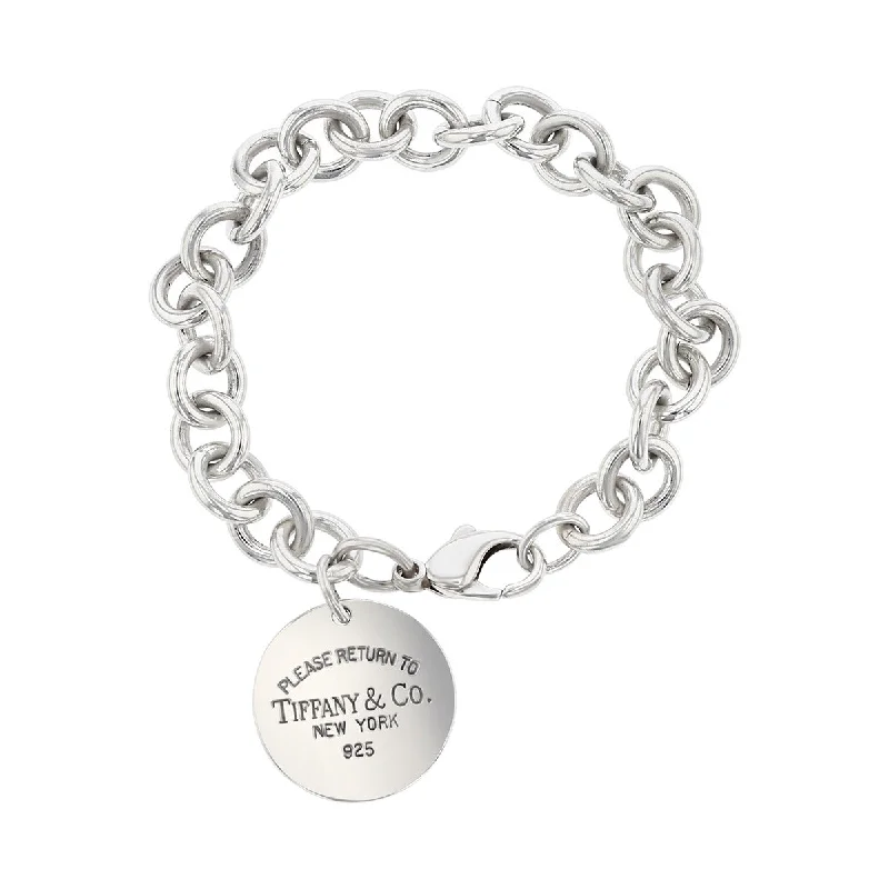 ladies-star-slider-bracelets-Tiffany Return Round Tag Bracelet in Silver