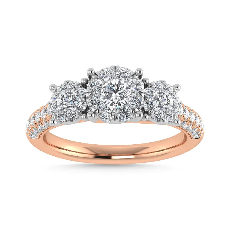 Ladies wedding rings geometric love -Diamond 1 1/4 Ct.Tw. Engagement Ring in 14K Rose Gold