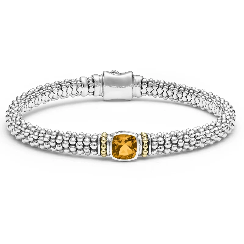 ladies-heart-slider-bracelets-Citrine Caviar Bracelet | 6mm (Size M)