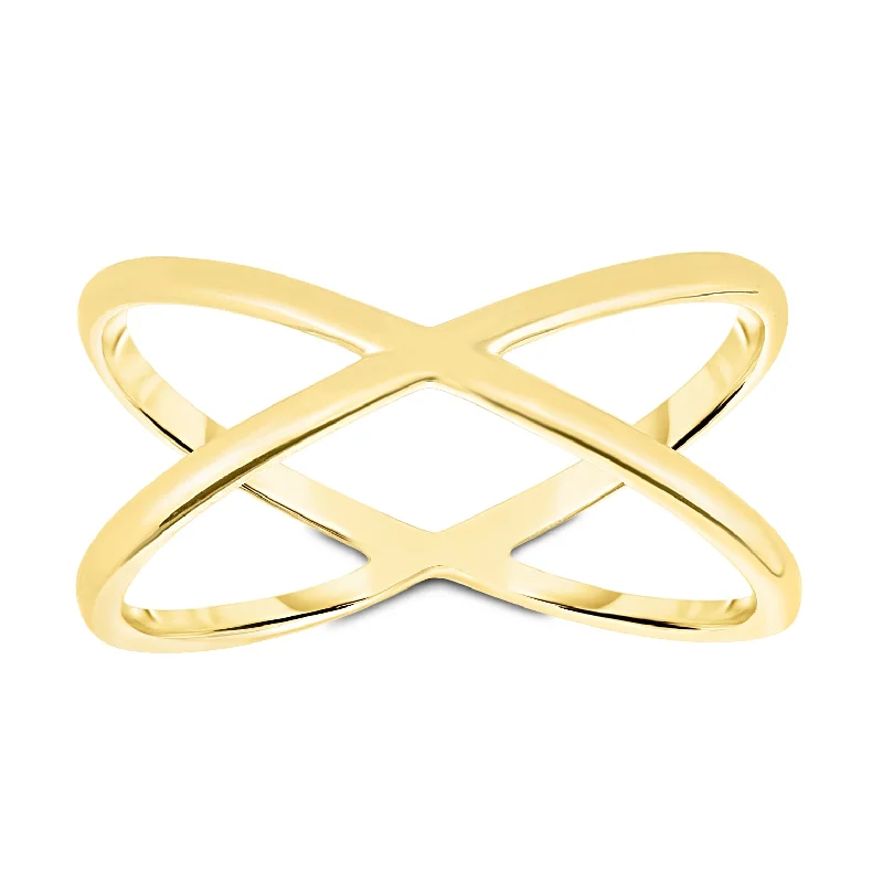 Ladies rings with pearl inlays -14K Gold Crisscross Ring