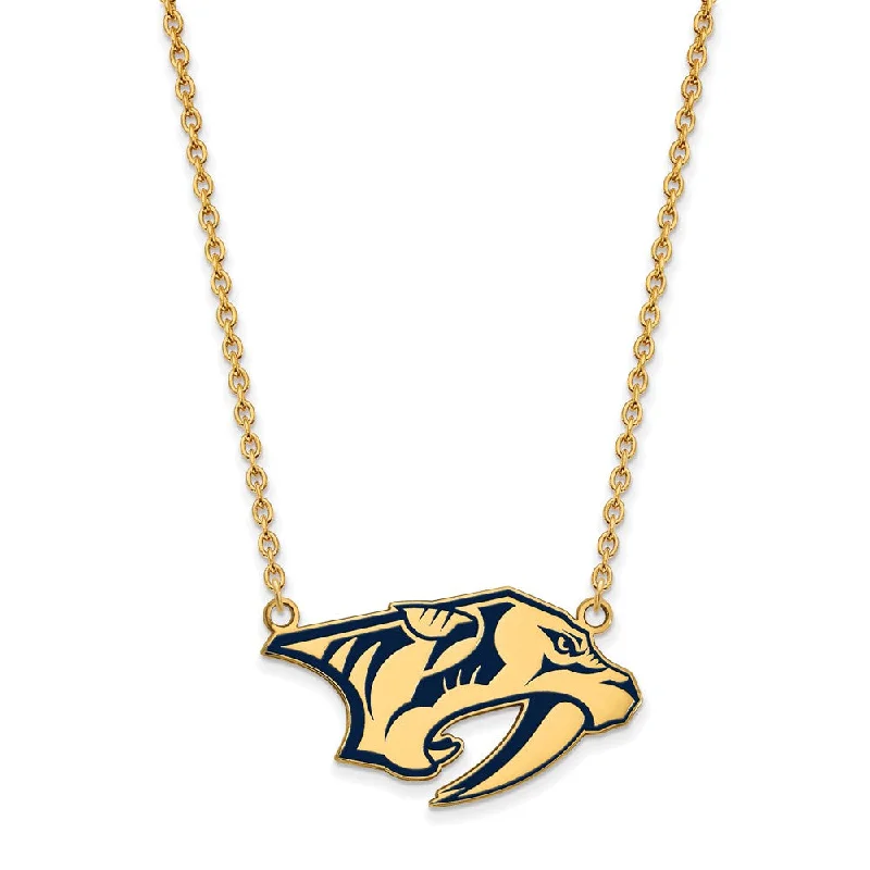 ladies-trendy-multi-strand-necklaces-SS 14k Yellow Gold Plated NHL Predators LG Enamel Necklace, 18 Inch