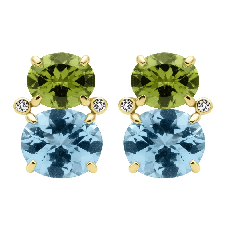 Ladies earrings ocean-inspired -Earrings - Blue Topaz, Peridot And Diamond