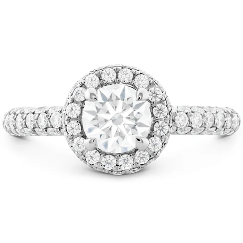 Ladies wedding rings with regal settings -Hearts On Fire Euphoria Pave Halo Diamond Engagement Ring