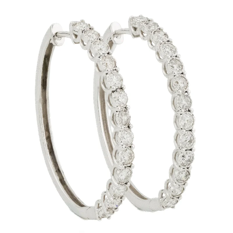 Ladies earrings with sail drops -2.00ctw Diamond Hoop Earrings in 10K White Gold