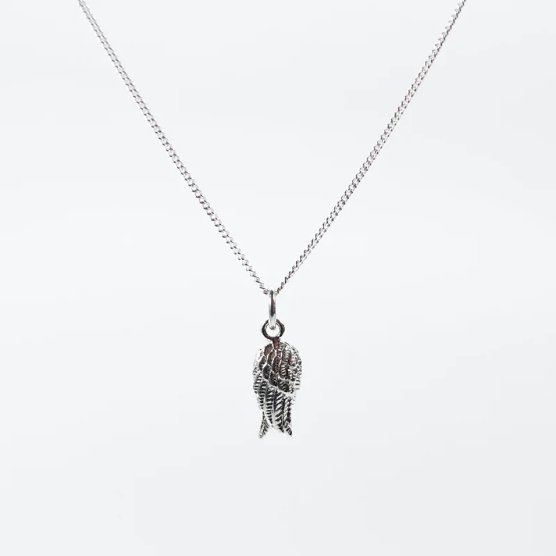 ladies-silver-diamond-necklaces-Silver Double Wing Necklace