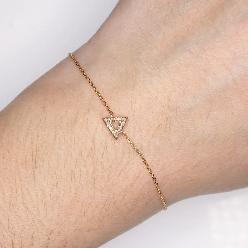 ladies-gift-rigid-link-bracelets-NATURAL DIAMOND TRIANGLE BRACELET ROSE GOLD MINIMALIST CHAIN PAVE GEOMETRIC GIFT