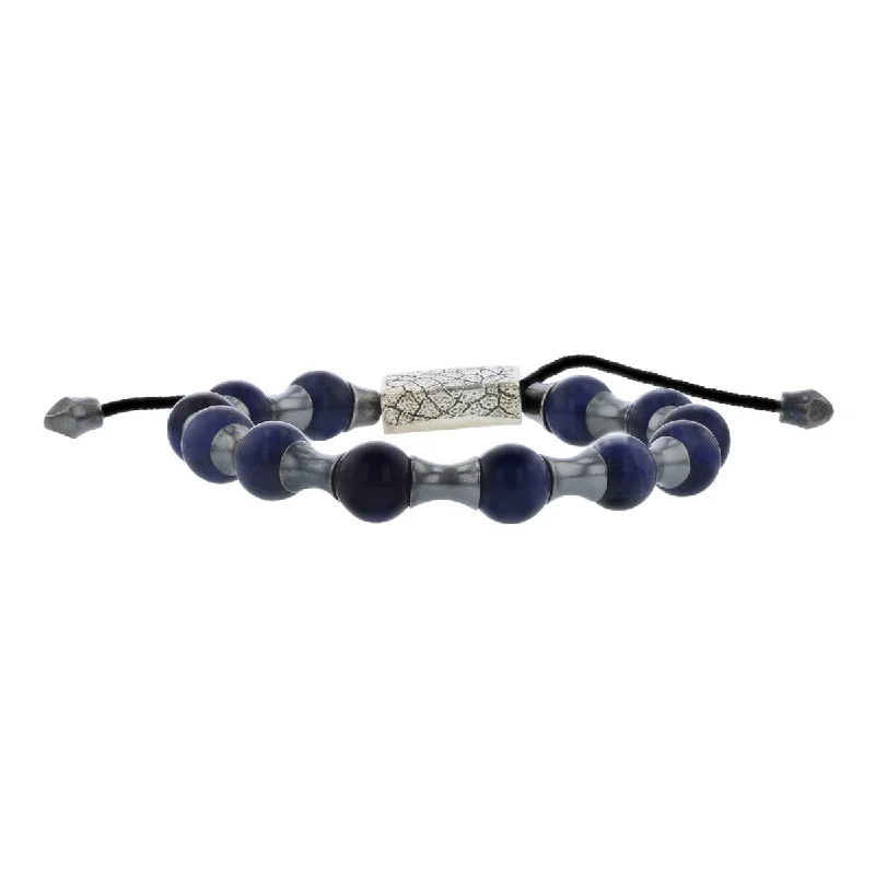 ladies-classic-leather-wrap-bracelets-William Henry Sterling Silver Lapis Lazuli Bead Bracelet