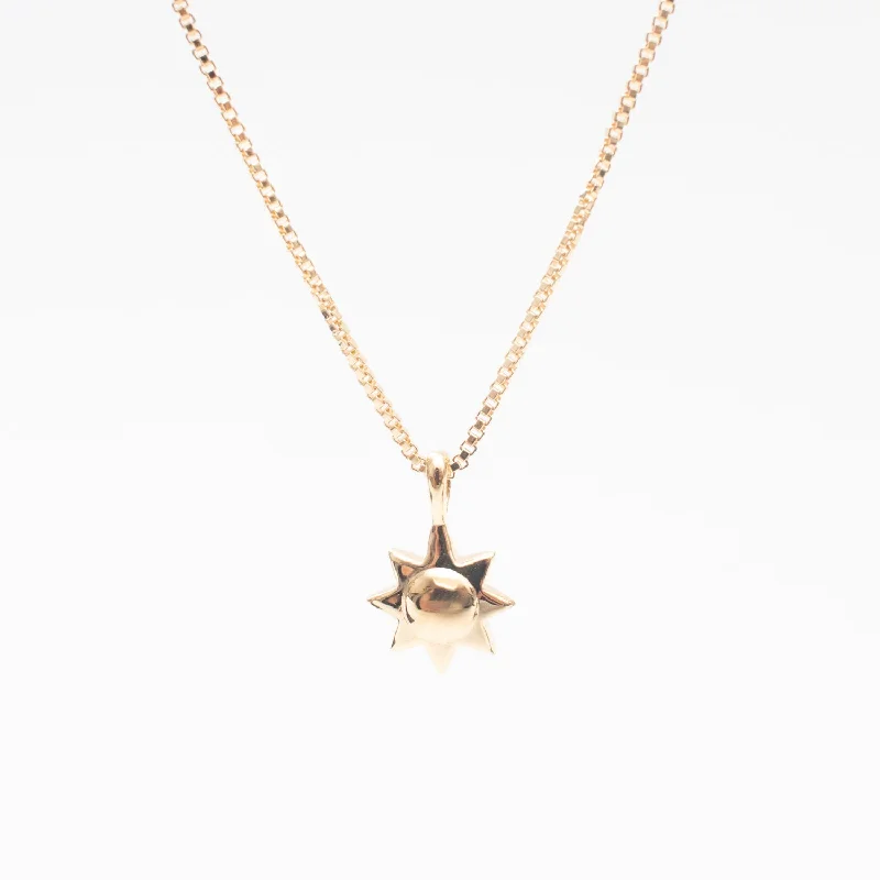 ladies-silver-curb-chain-necklaces-Gold Vermeil Little Sun Necklace