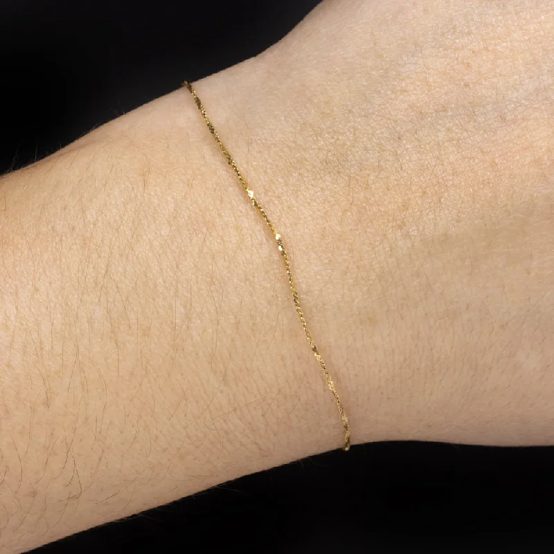 ladies-modern-rigid-link-bracelets-SOLID 14k YELLOW GOLD S LINK CHAIN BRACELET THIN SLIM CLASSIC DAINTY EVERYDAY