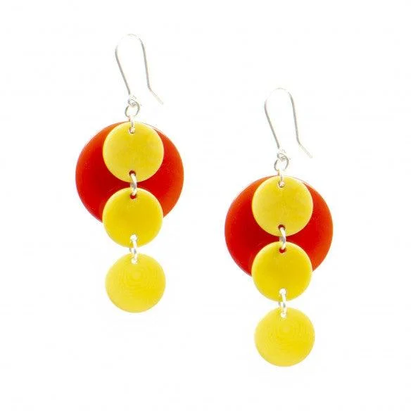 Ladies earrings for innovator vibes -Tagua Thais Earrings - Yellow / Red