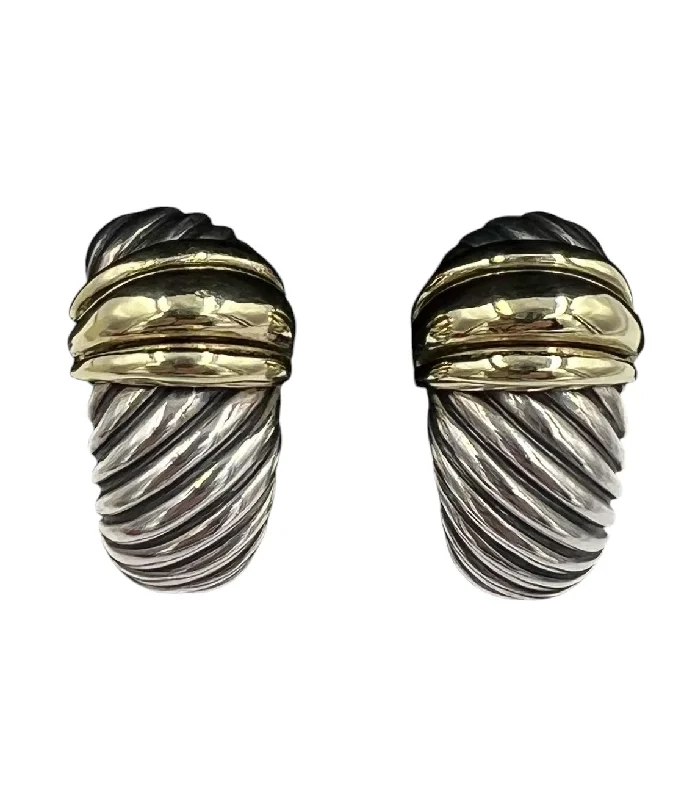 Ladies earrings for rebel vibes -David Yurman Silver Gold J Hoop Clip On Earrings