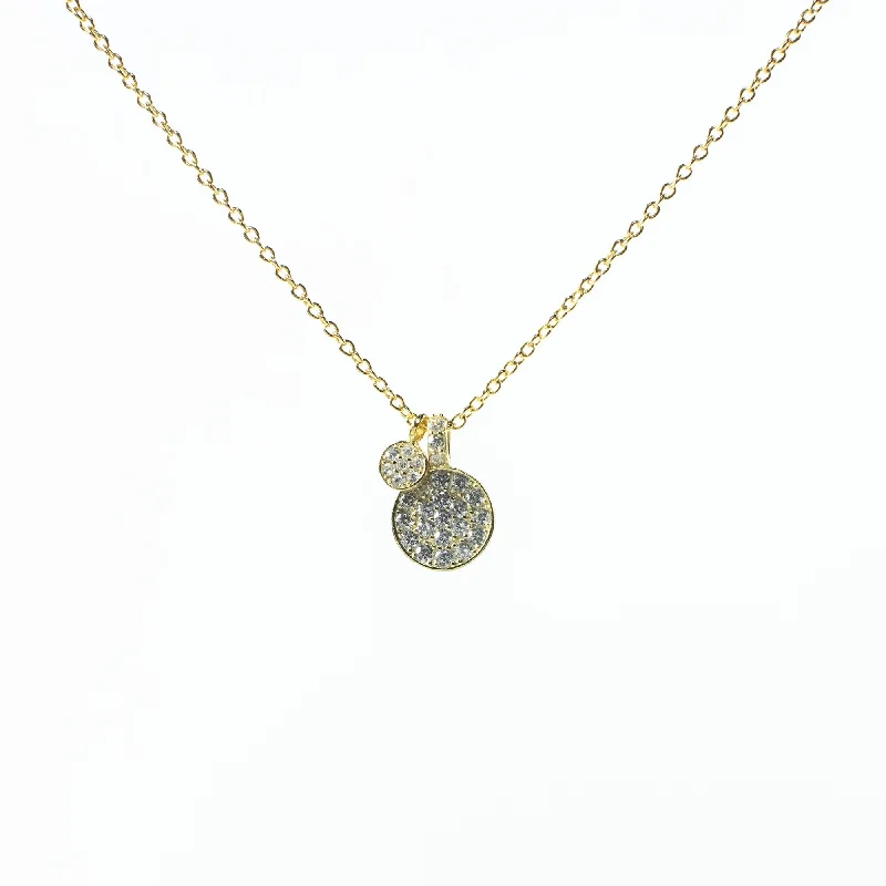 ladies-silver-rose-gold-necklaces-Round Cubic Disc Necklace