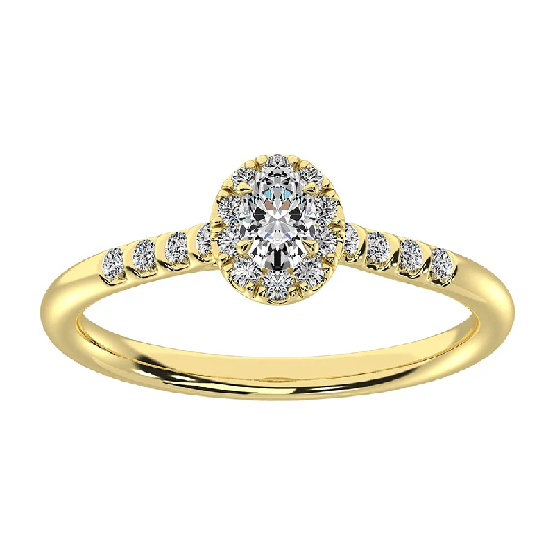 Ladies wedding rings with engraved initials -14K Yellow Gold 1/2 Ct.Tw. Diamond Oval Shape Engagement Ring