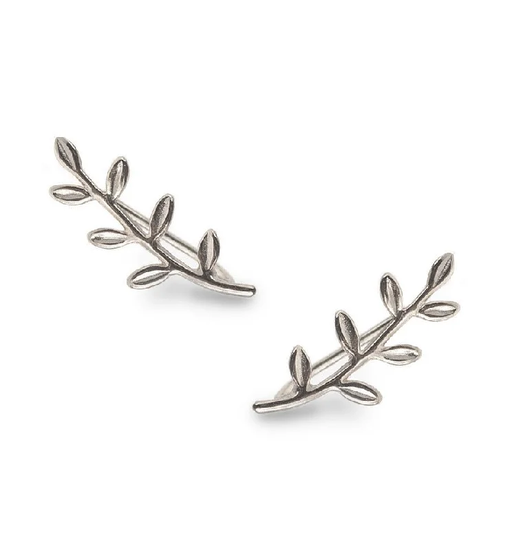 Ladies earrings cool elegance -Leaf Ear Climber Earrings