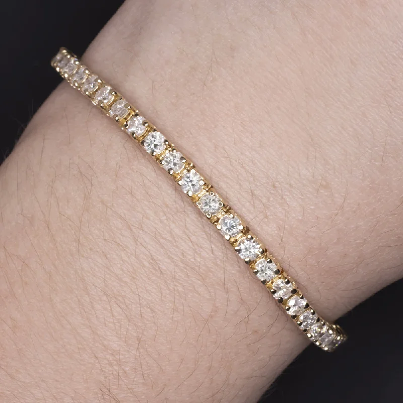 ladies-rose-gold-gold-bracelets-5 CARAT NATURAL DIAMOND TENNIS BRACELET 14k YELLOW GOLD ROUND BRILLIANT CUT 5ct