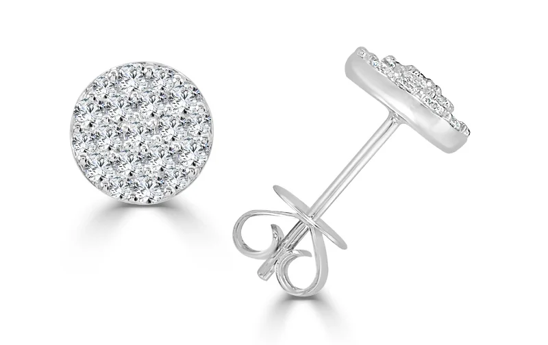 Ladies earrings simple elegance -Diamond Cluster Stud Earrings in White Gold